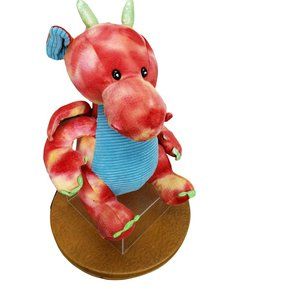 Hug Me Large‎ Dragon Plush Stuffed Toy Wings Tie Dye Red Blue Belly Shiny Green